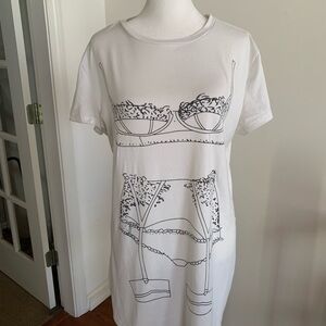 Oversized White Graphic Sleep T-Shirt